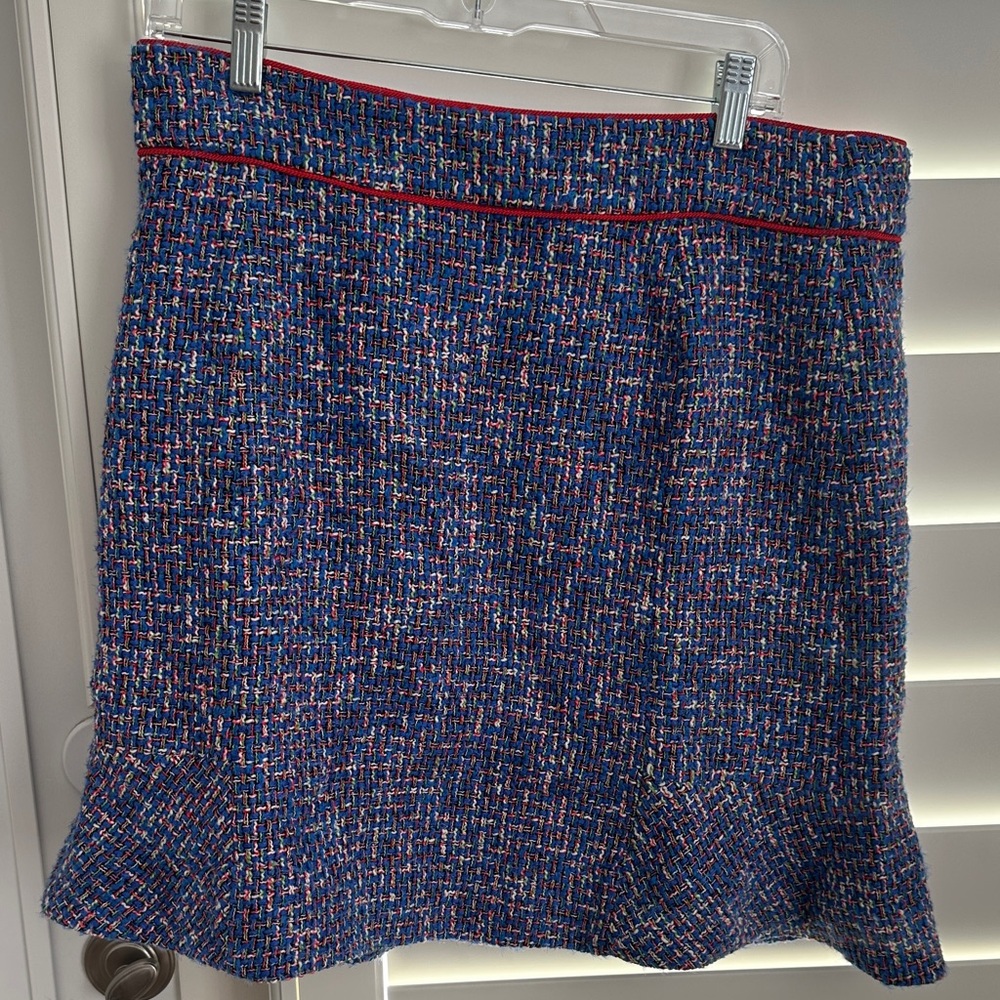 J. Crew Blue and Red Tweed A-Line Skirt